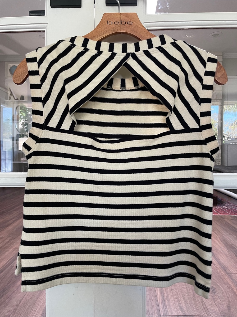 Maeve Black and White Striped open back Tank xs